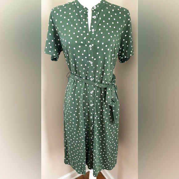 Boden Julia Dark Green Polka Dot Dress - Picture 5 of 9